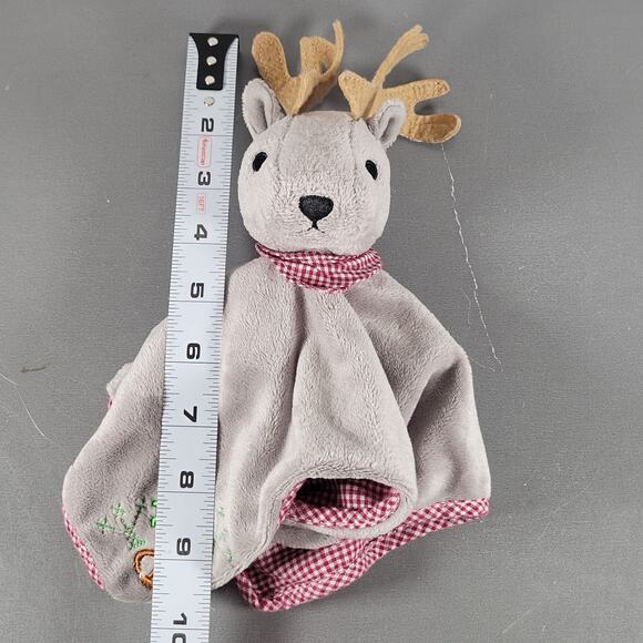 Nyani Wildfang Deer Lovey Security Blanket Red Check 10” x 10” Germany - Picture 2 of 10